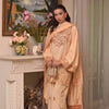 On pure tussle silk with hand embroidery and embellishment paired with block printed organza dupatta and flared pants