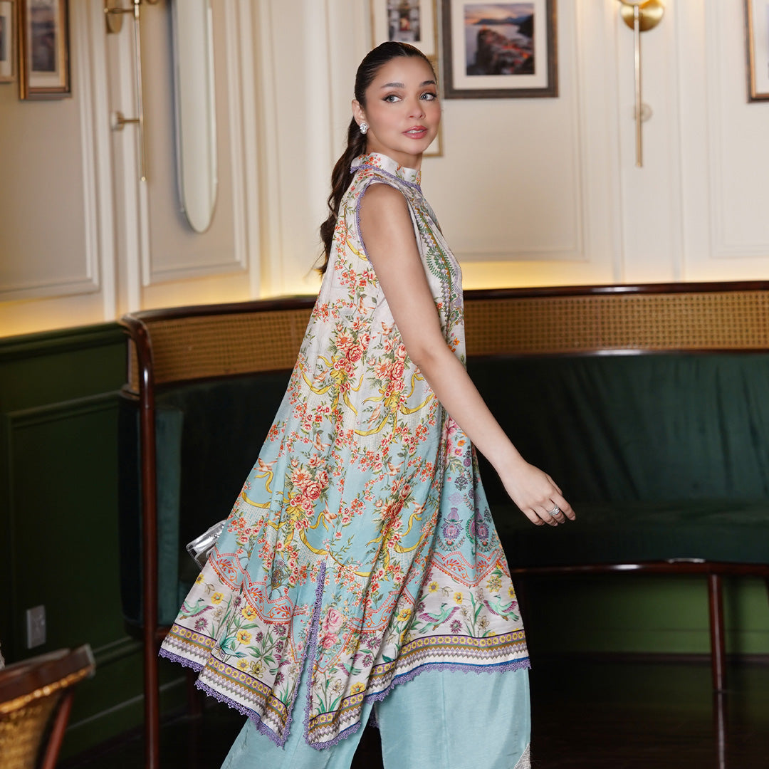 On Pure Raw Silk With Digital Printing ,Paired With Medium Silk Dupata Hai Raw Silk Shalwar