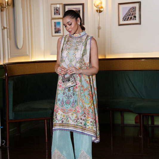 On Pure Raw Silk With Digital Printing ,Paired With Medium Silk Dupata Hai Raw Silk Shalwar