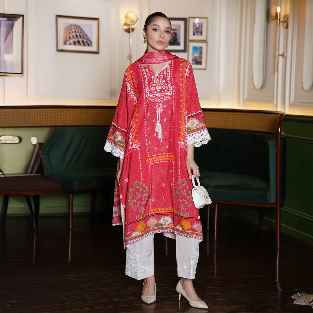 On Pure Raw Silk With Digital Printing ,Paired With Medium Silk Dupata Hai Raw Silk Shalwar