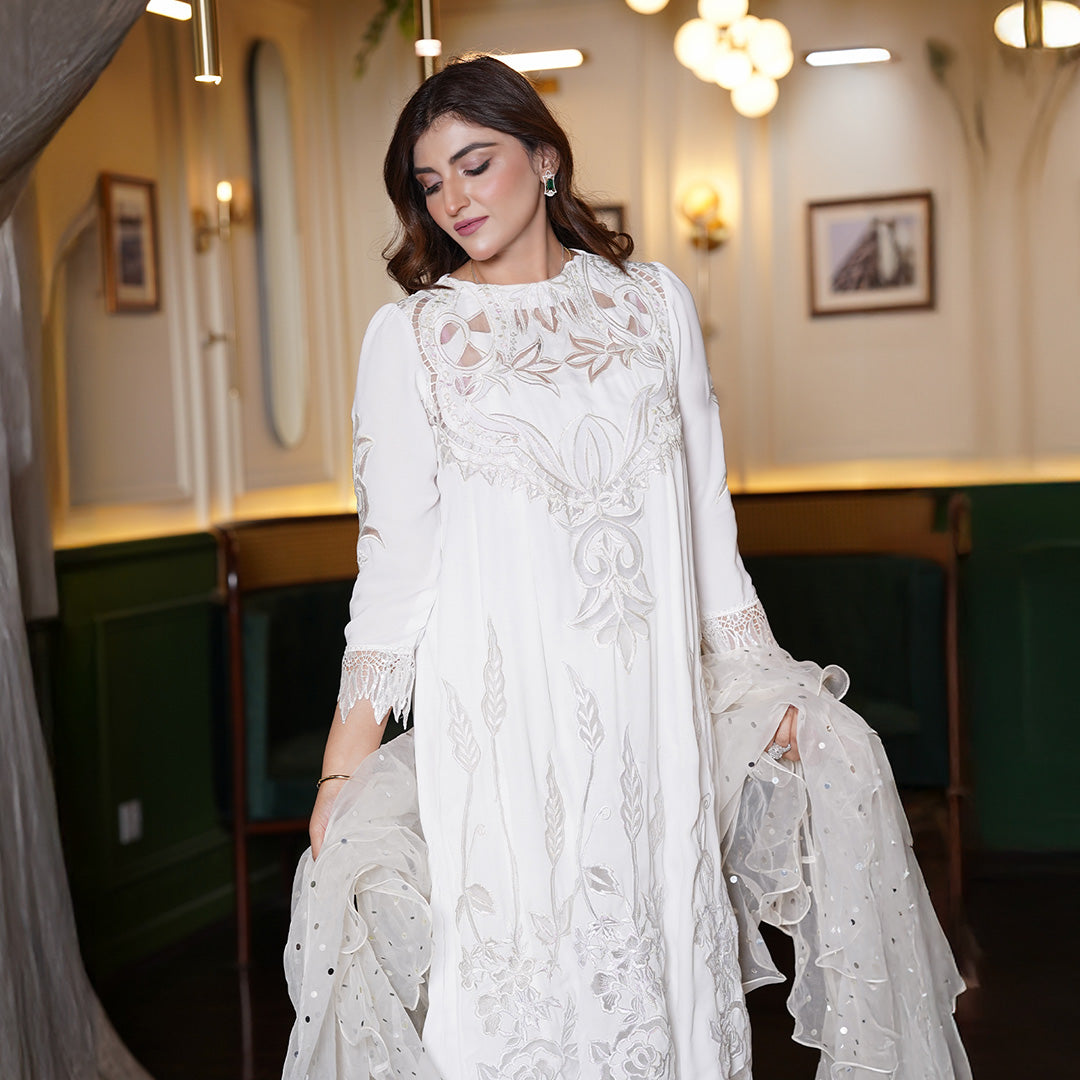 Or Pure Chiffon Jorget, With Intricate Hand Embroidery Paired With Organza Shararaa & Organza Dupata
