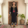 Stitched Koren Silk Suit with Floral Embroidery