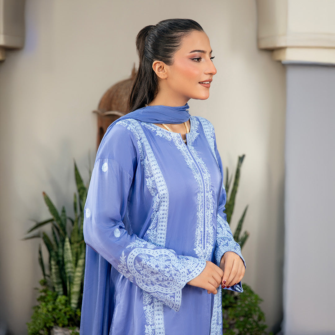 3-Piece Stitched Suit with Embroidery
