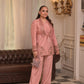 Three piece stitched coat pants and inner with hand embroidery and embellishment