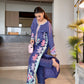 Purple Korean Silk Shirt and Trouser , Hand Crafted Embroidery with Appilque Floral Designe