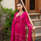Luxe Embroidered Tussel Silk Suit in Vibrant Pink with Subtle Leaf Motifs
