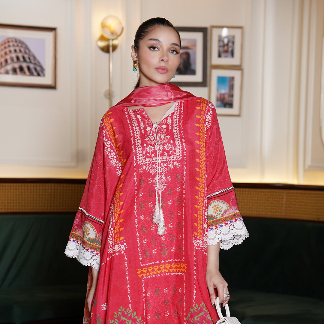 On Pure Raw Silk With Digital Printing ,Paired With Medium Silk Dupata Hai Raw Silk Shalwar