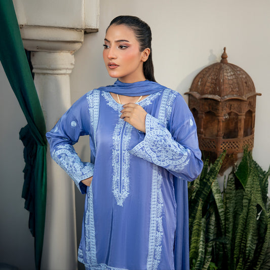 3-Piece Stitched Suit with Embroidery