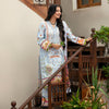 Stitched Lawn 3-Piece in Soft Blue with Multicolor Floral Patterns and Ornate Borders