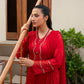 Elegant Red Embroidered Tussel Silk – Ready-to-Wear 3-Piece with Dupatta