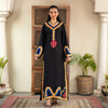 Stitched Koren Silk Suit with Floral Embroidery