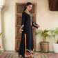 Stitched Koren Silk Suit with Floral Embroidery