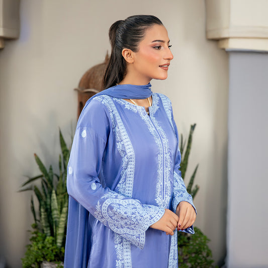 3-Piece Stitched Suit with Embroidery